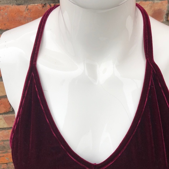 Ruby red velour racerback spaghetti strap top Great for Go Red For Women month - Picture 2 of 6